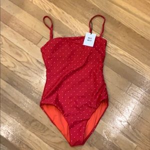 Red polka dot swim
